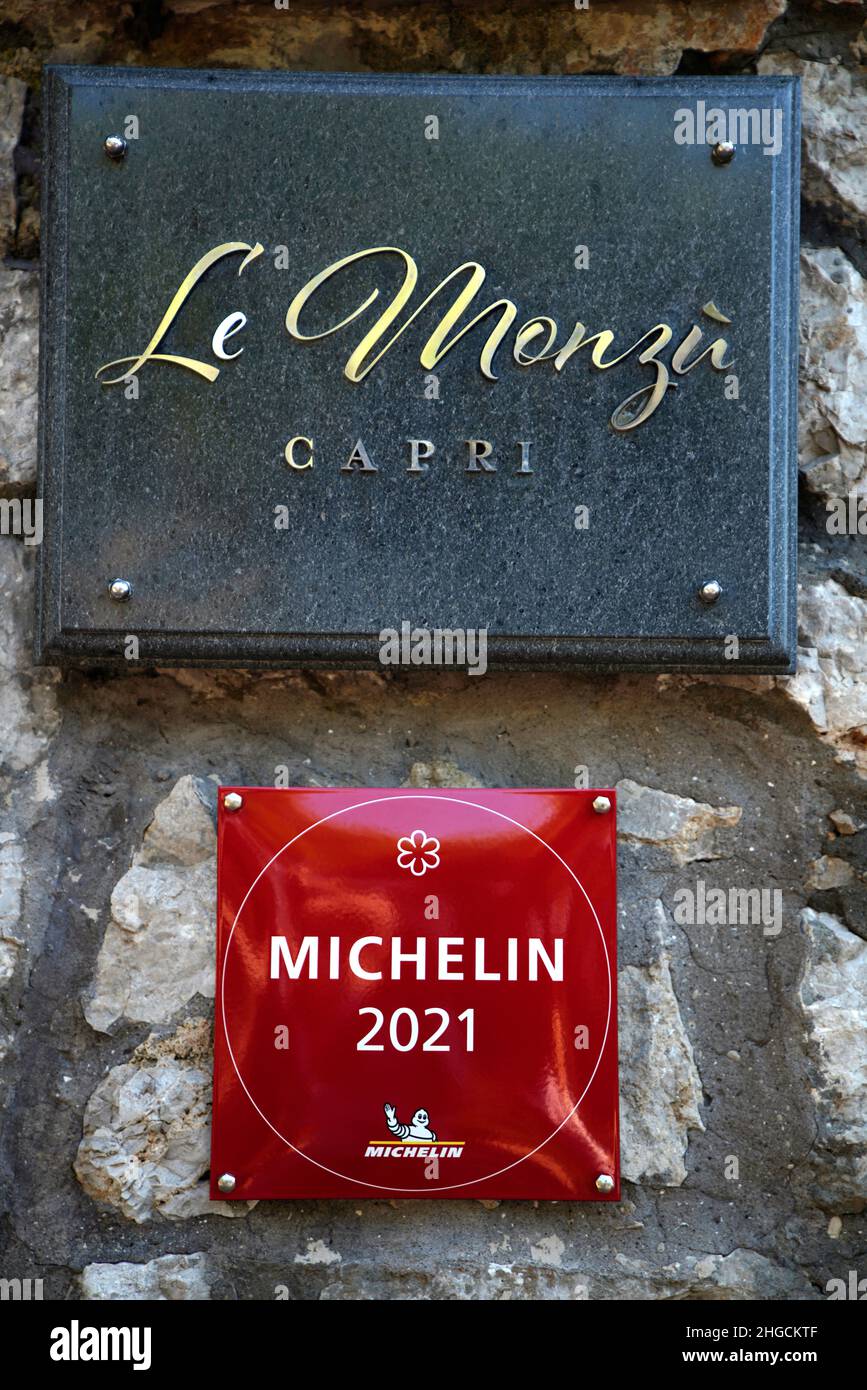 Michelin Gastronomy Star 2021,Le Monzu`,Capri,Campania,Italy ,Europe Stock Photo